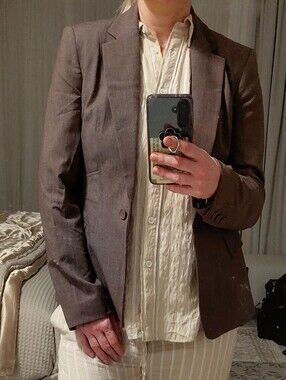 Calvin Klein Brown Tailored Blazer Jacket Size 6 Career Office Professional